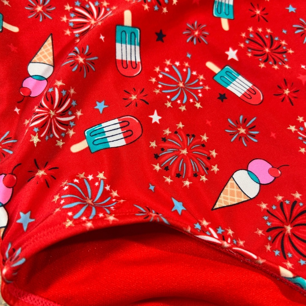 Cat & Jack Red Fourth of July Popsicle Fireworks One Piece Swimsuit Large 10/12 - Picture 2 of 6